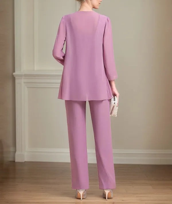 Chiffon Square Neck Sleeveless Floor Length Mother of the Bride Pantsuits