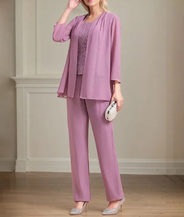 Chiffon Square Neck Sleeveless Floor Length Mother of the Bride Pantsuits