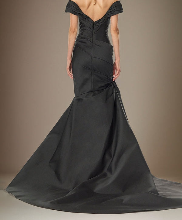 Black Trumpet/Mermaid Off the Shoulder Floor Length Sleeveless Mother Of The Bride Dress