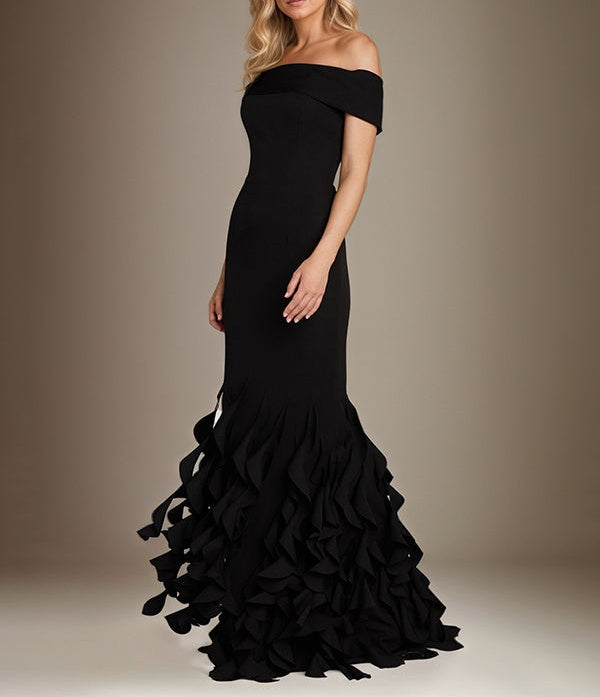Trumpet/Mermaid Off the Shoulder Sleeveless Floor Length Chiffon Mother Of The Bride Dress With Ruffles