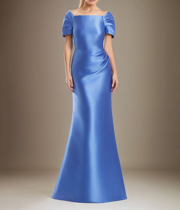Trumpet/Mermaid Short Sleeves Floor Length Satin Mother Of The Bride Dress