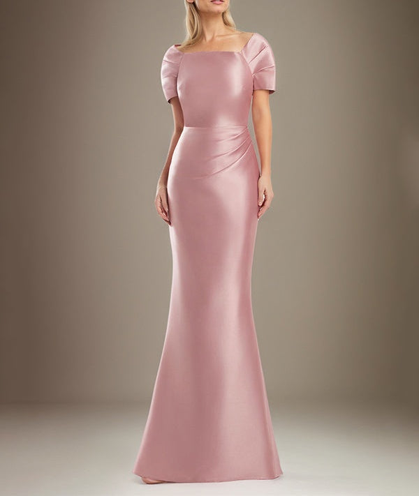 Trumpet/Mermaid Short Sleeves Floor Length Satin Mother Of The Bride Dress