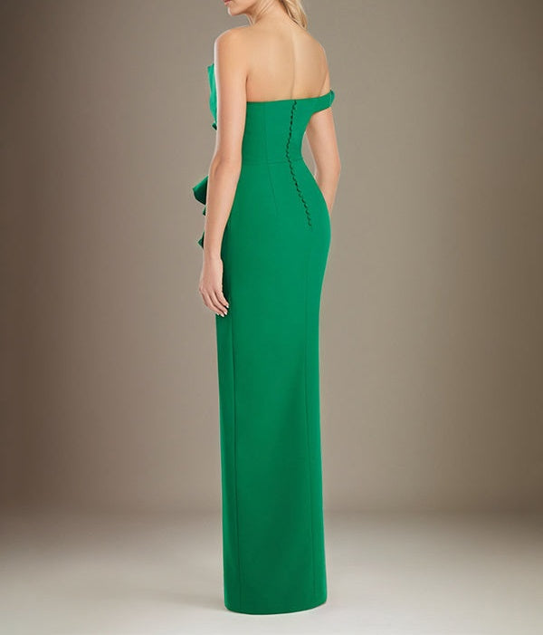 Black Sheath/Column Off The Shoulder Stretch Crepe Mother Of The Bride Dress With High Slit