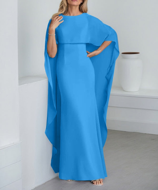 Sheath Scoop Floor-Length Chiffon Mother of the Bride Dress With Cascading Ruffles