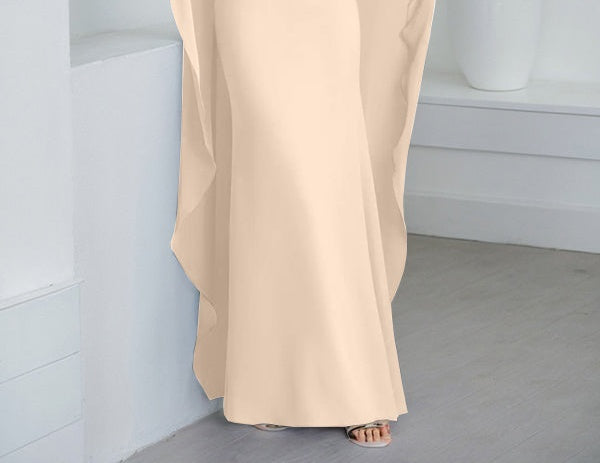 Sheath Scoop Floor-Length Chiffon Mother of the Bride Dress With Cascading Ruffles