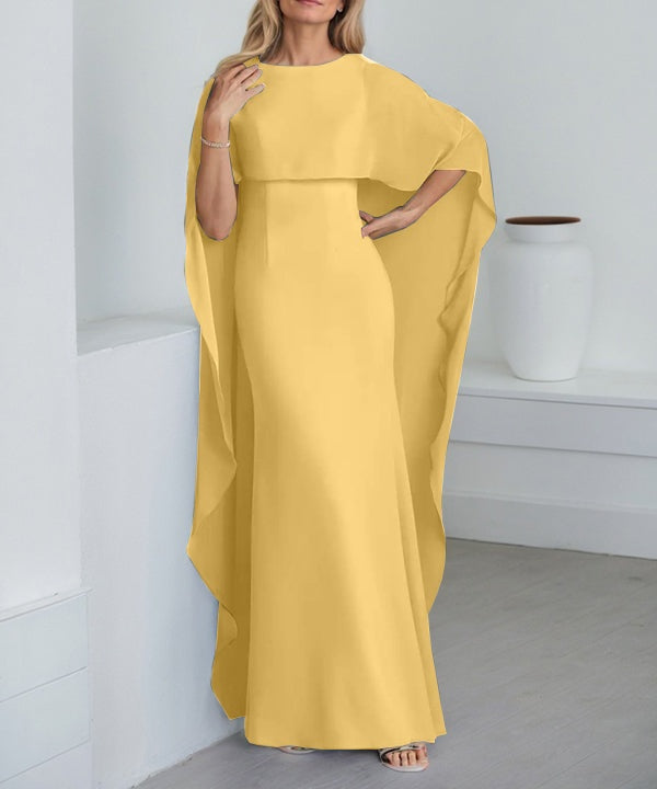 Sheath Scoop Floor-Length Chiffon Mother of the Bride Dress With Cascading Ruffles