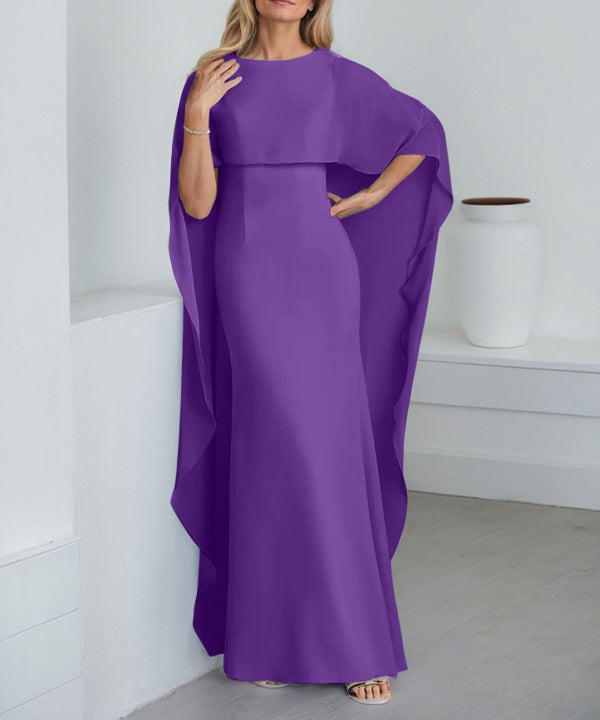Sheath Scoop Floor-Length Chiffon Mother of the Bride Dress With Cascading Ruffles