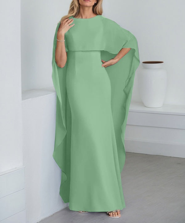 Sheath Scoop Floor-Length Chiffon Mother of the Bride Dress With Cascading Ruffles