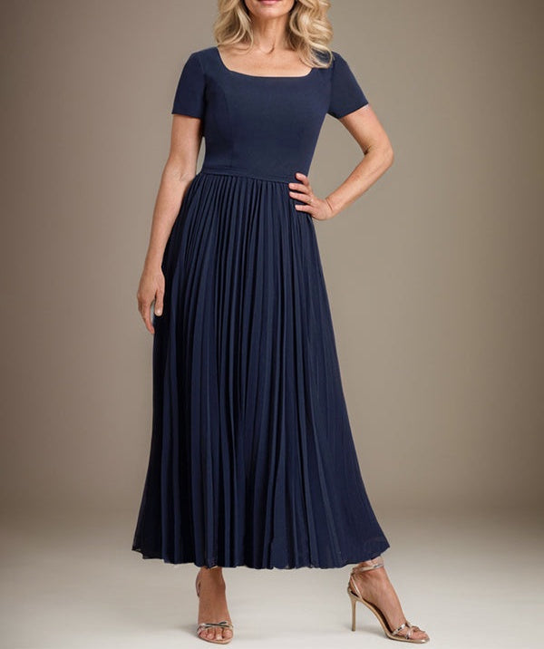 A-line Square Ankle-Length Chiffon Mother of the Bride Dress With Pleated