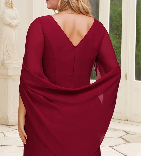 Trumpet/Mermaid Boat Neck Floor-Length Chiffon Mother of the Bride Dress With Pleated