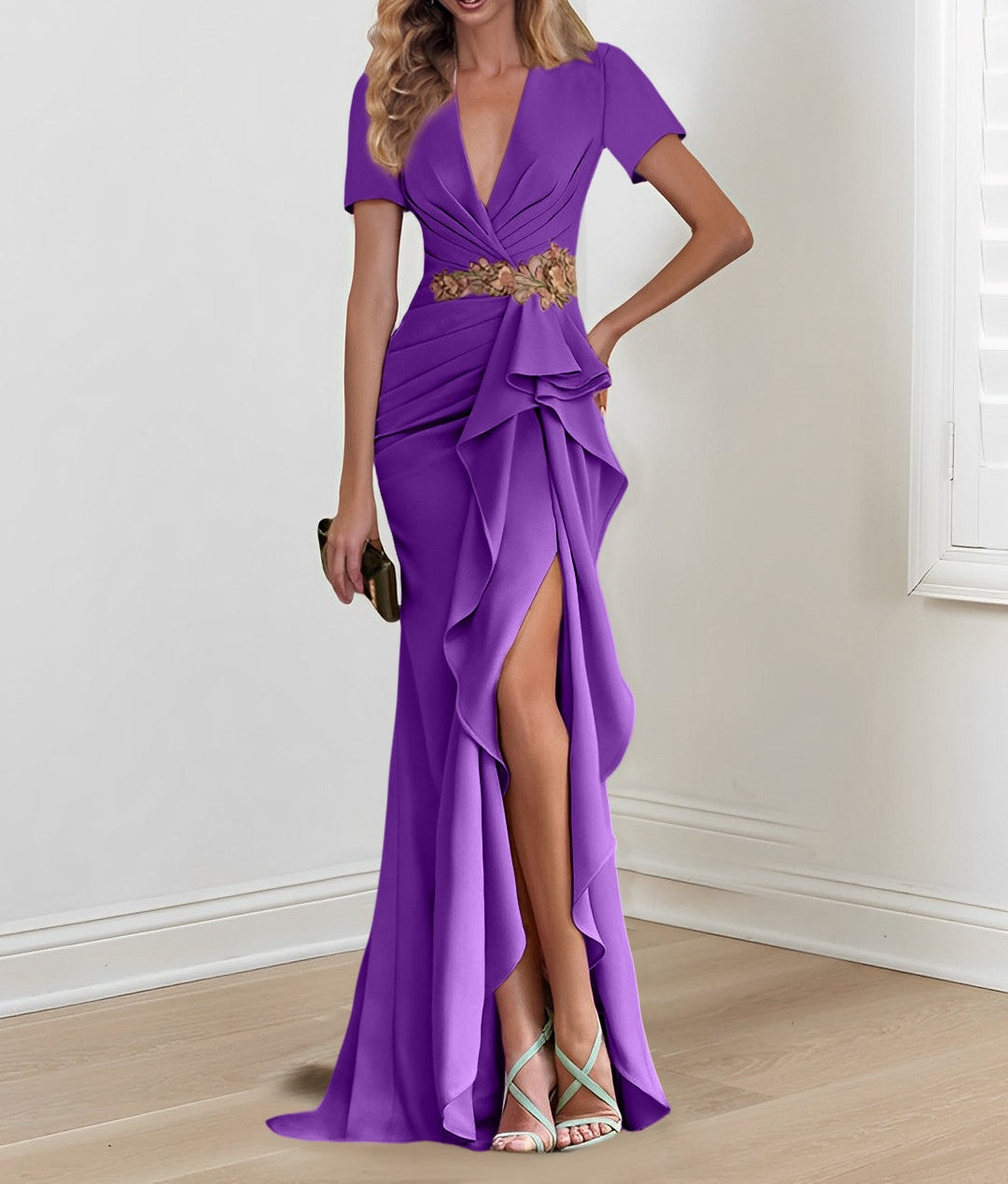 Mermaid/Trumpet Floor-Length V Neck Mother of the Bride Dresses with Ruffles