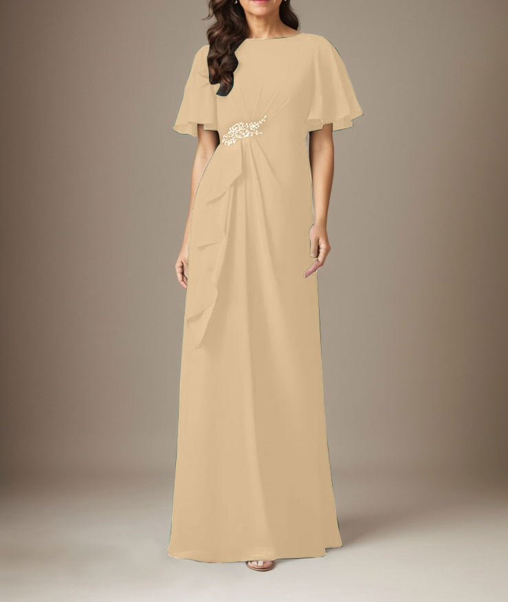 Dark Navy Sheath Beaded Chiffon Dress