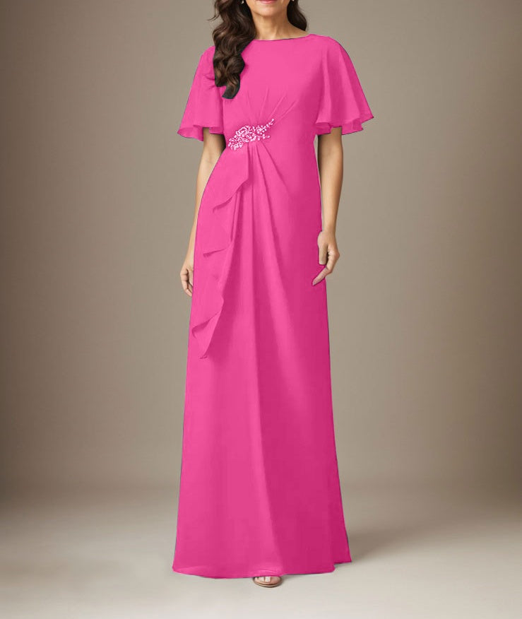 Dark Navy Sheath Beaded Chiffon Dress