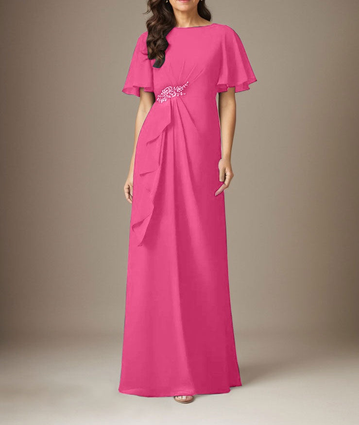 Dark Navy Sheath Beaded Chiffon Dress