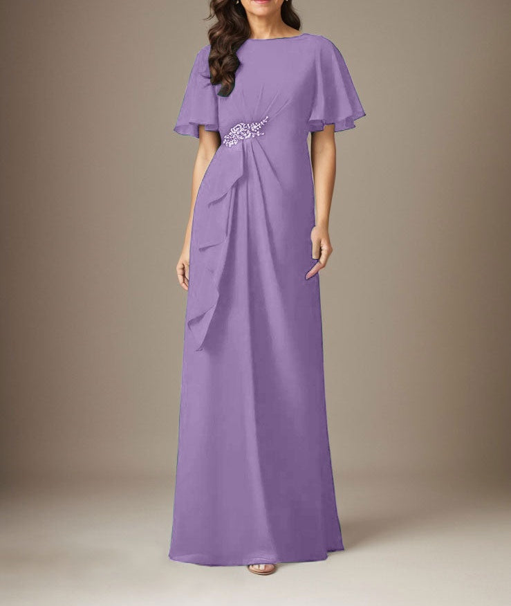 Dark Navy Sheath Beaded Chiffon Dress