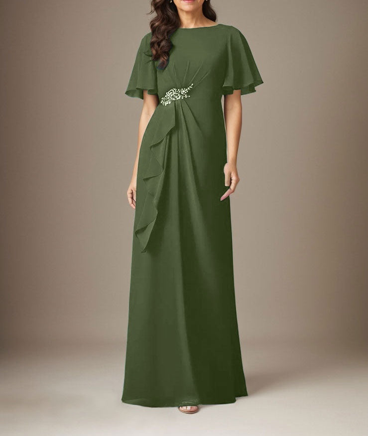 Dark Navy Sheath Beaded Chiffon Dress