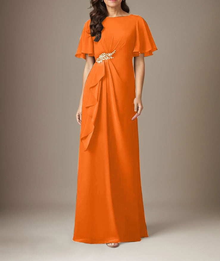 Dark Navy Sheath Beaded Chiffon Dress