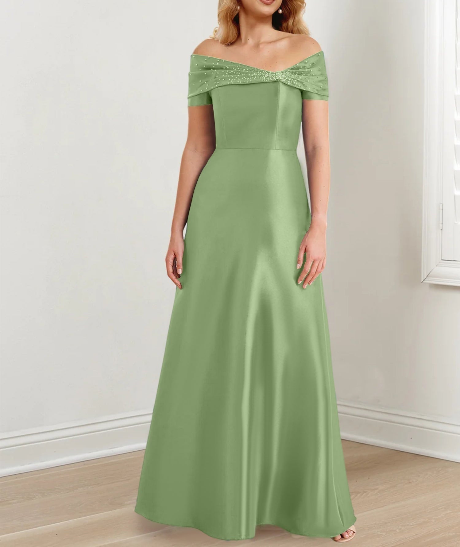 A-Line/Princess Off-the-Shoulder Floor-Length Mother of the Bride Dresses