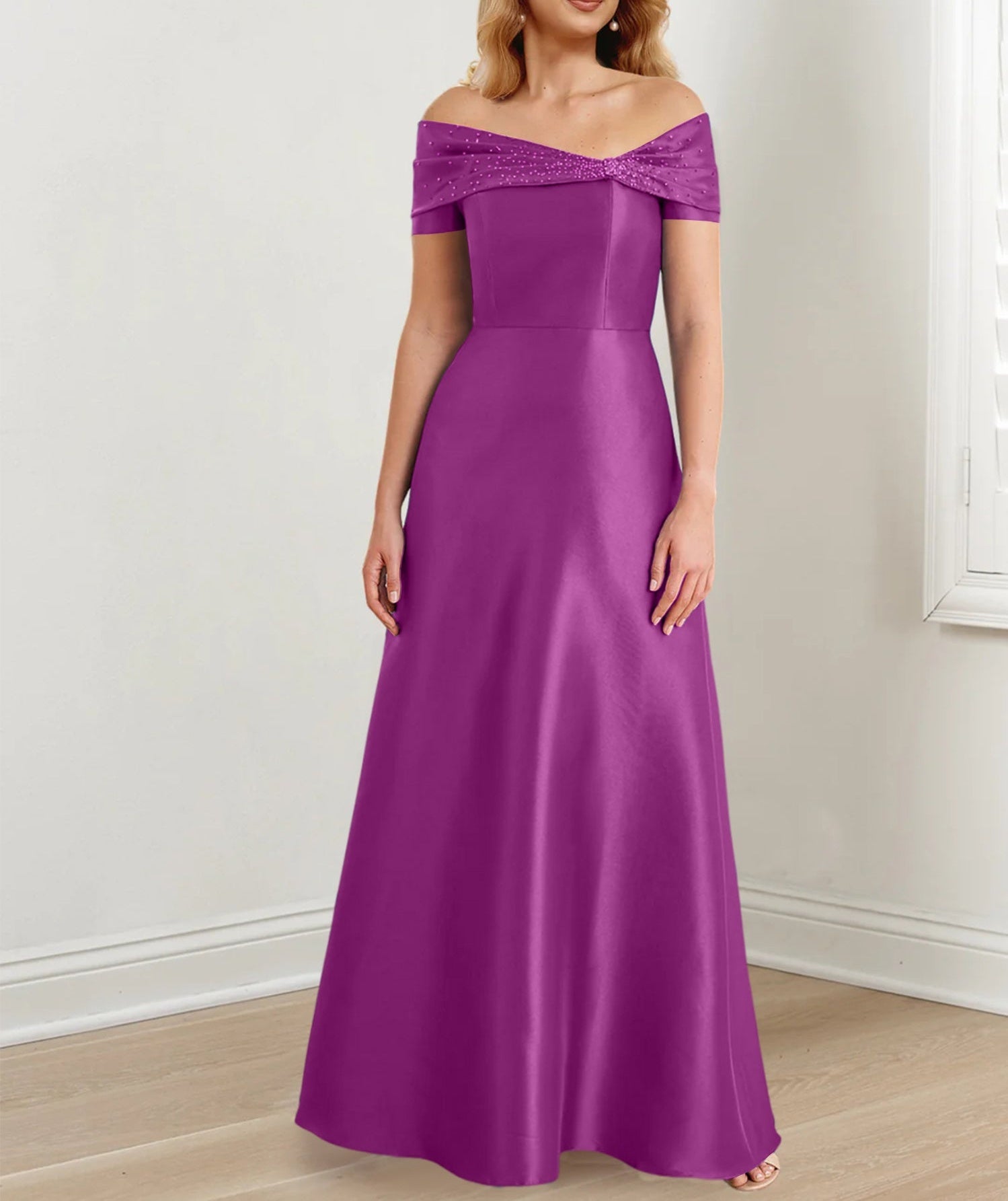 A-Line/Princess Off-the-Shoulder Floor-Length Mother of the Bride Dresses
