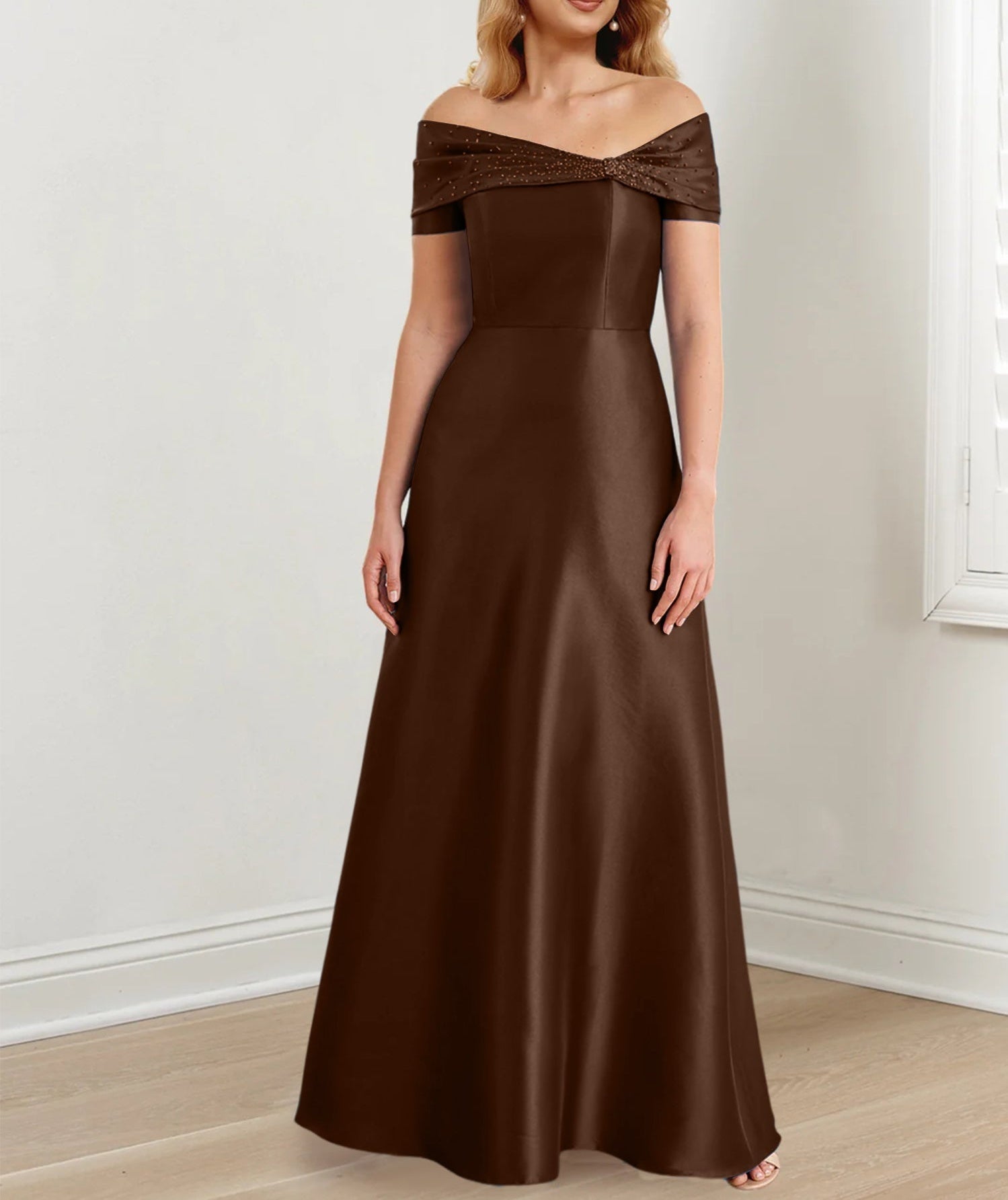A-Line/Princess Off-the-Shoulder Floor-Length Mother of the Bride Dresses
