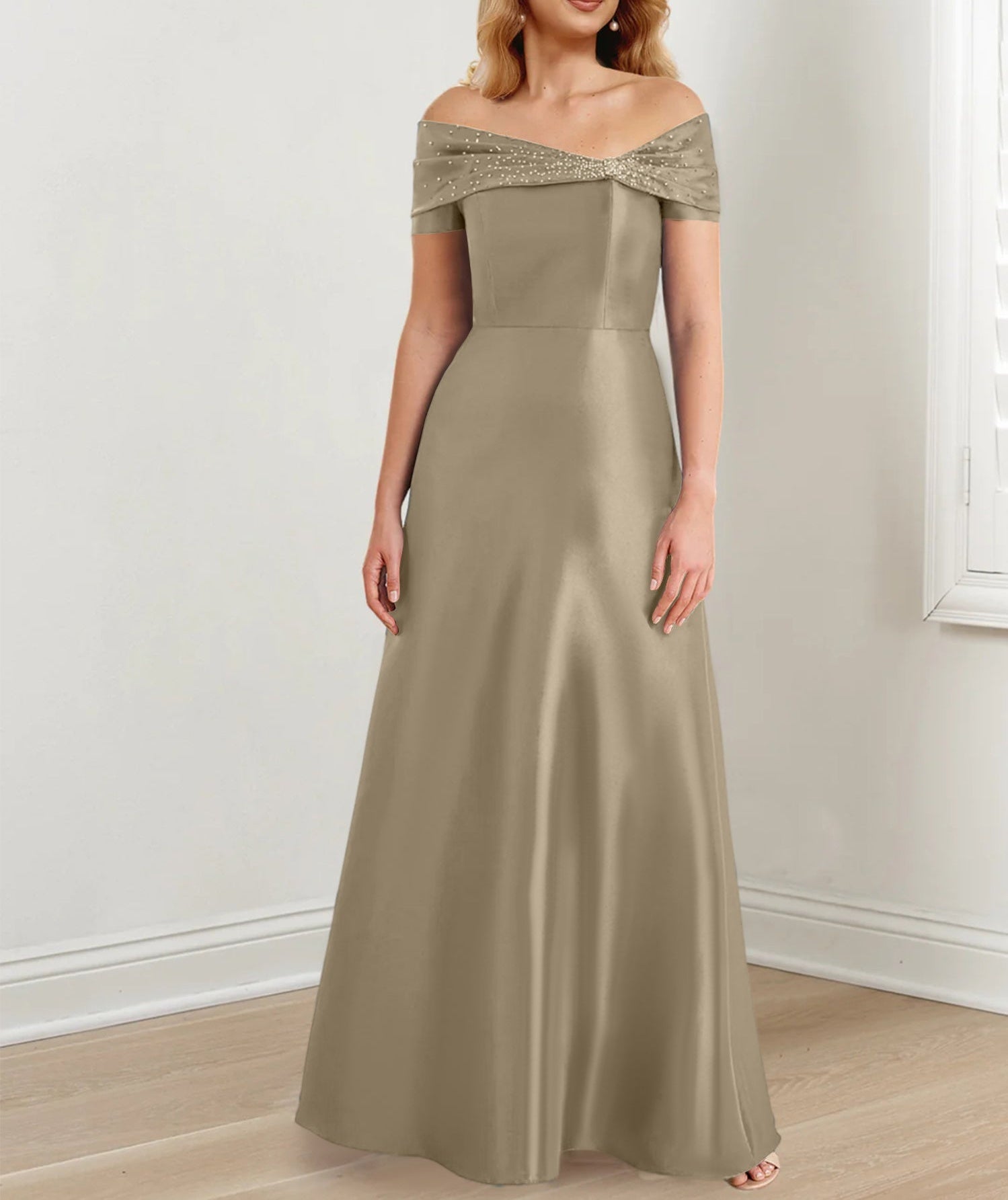 A-Line/Princess Off-the-Shoulder Floor-Length Mother of the Bride Dresses