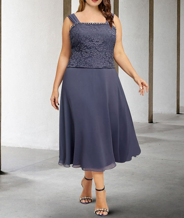 A-Line/Princess Spaghetti Straps Tea-Length Mother of the Bride Dresses