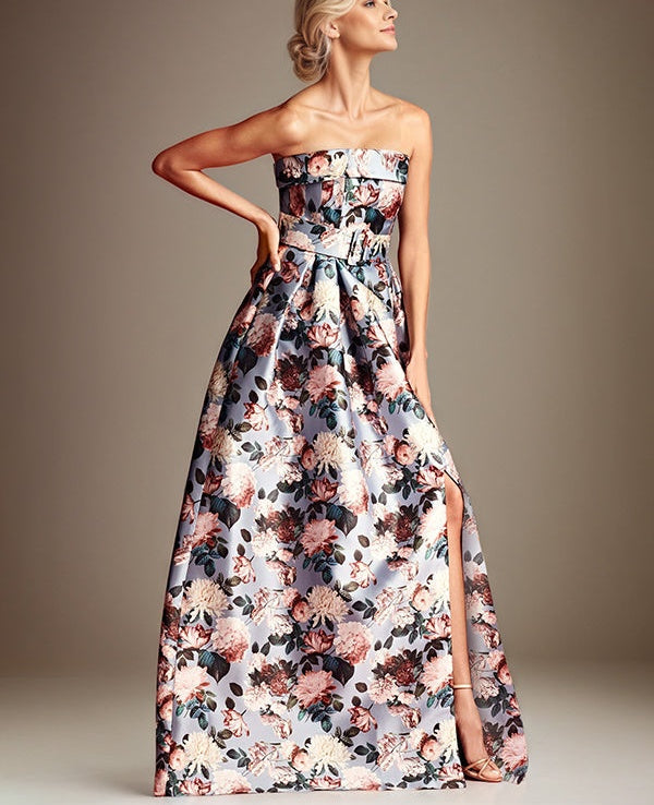 A-line Off the Shoulder Satin Floral Mother of the Bride Dress