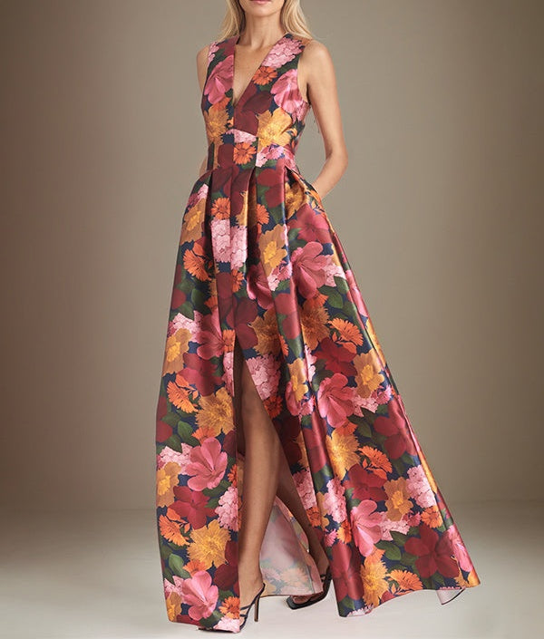 A-line V-Neck Floral Mother of the Bride Dress