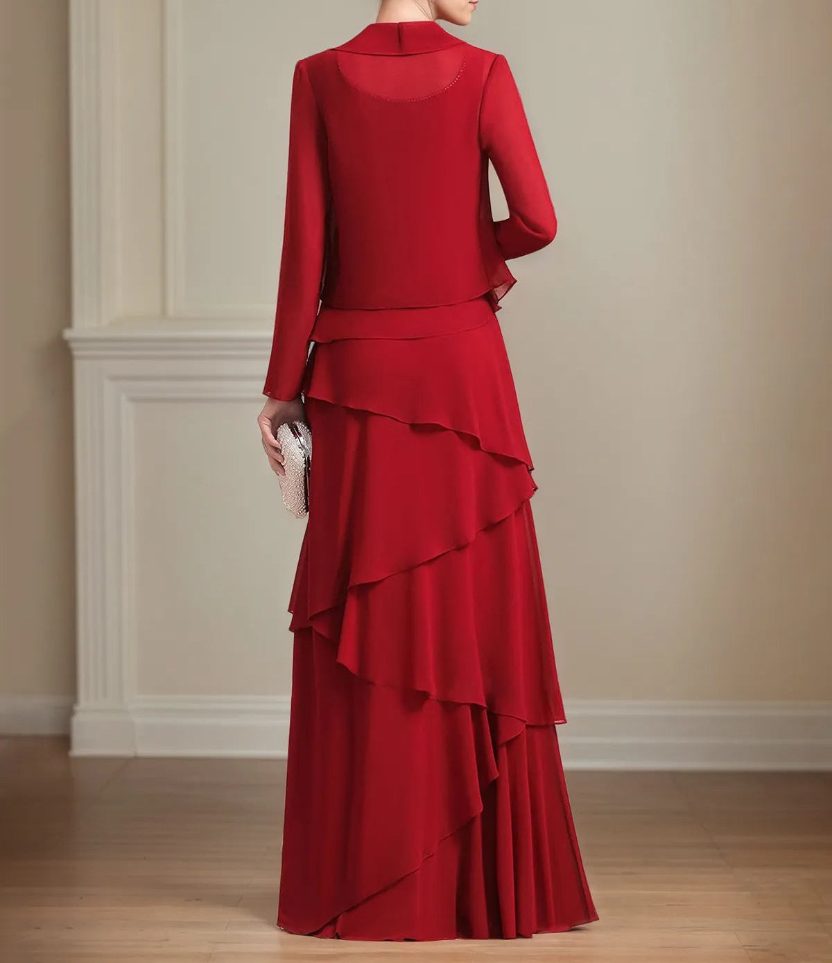 Chiffon Square Neck Sleeveless Floor Length Pleated Mother of the Bride Dresses With Jacket
