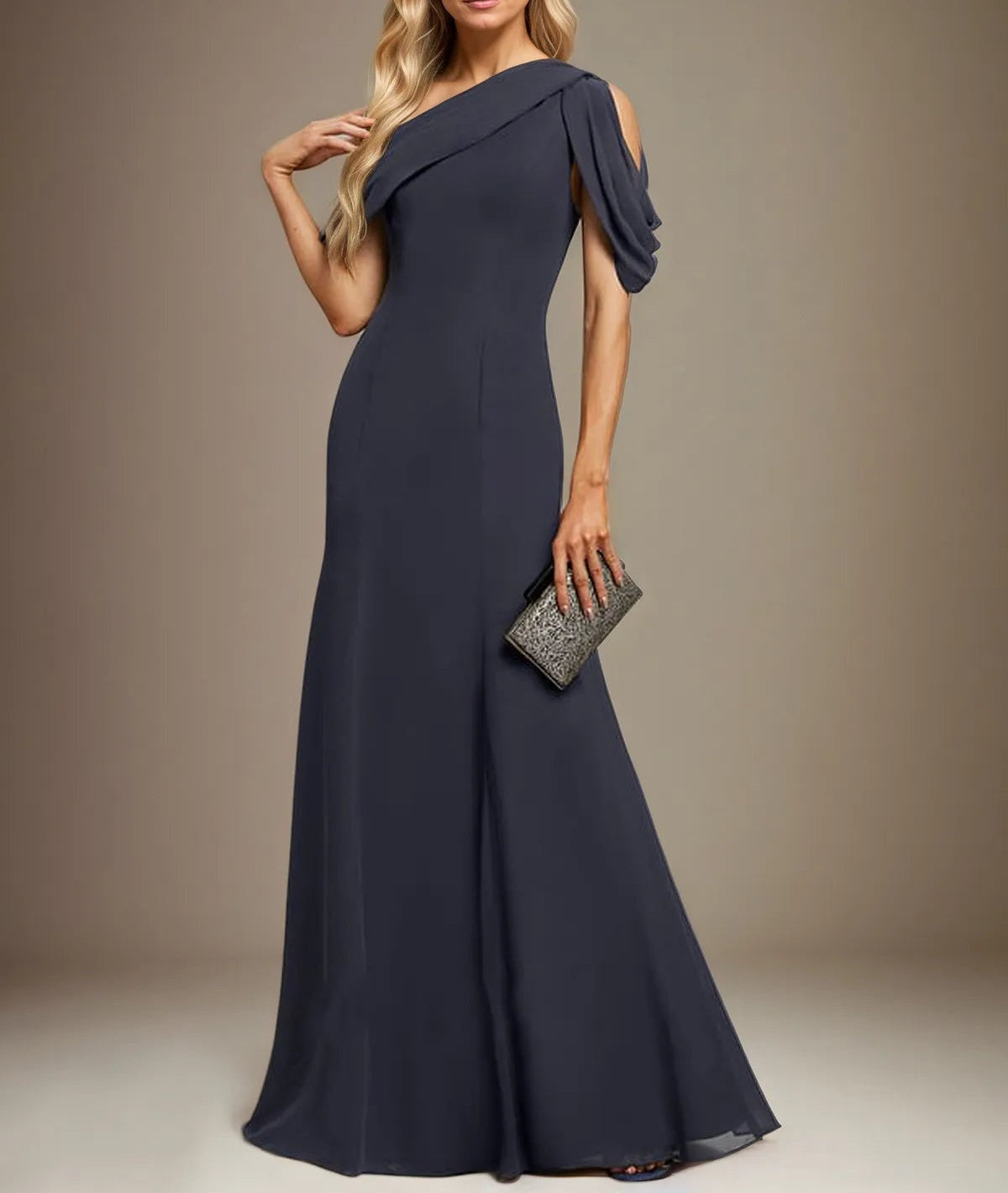 Trumpet/Mermaid One Shoulder Floor-Length Chiffon Dress With Pleated