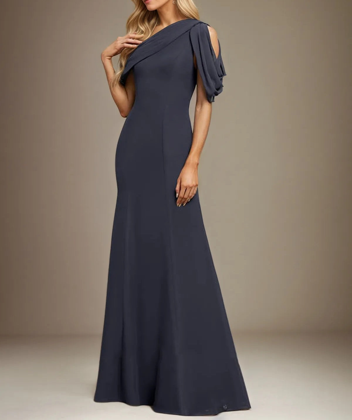 Trumpet/Mermaid One Shoulder Floor-Length Chiffon Dress With Pleated