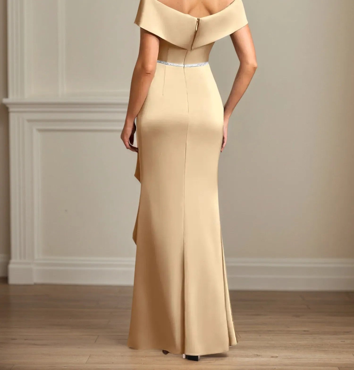 Trumpet/Mermaid Off the Shoulder Floor Length Satin Mother Of the Bride Dress With Ruffles