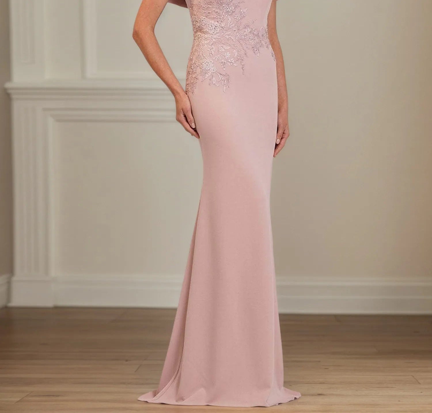 Trumpet/Mermaid Off the Shoulder Floor Length Stretch Crepe Mother Of the Bride Dress