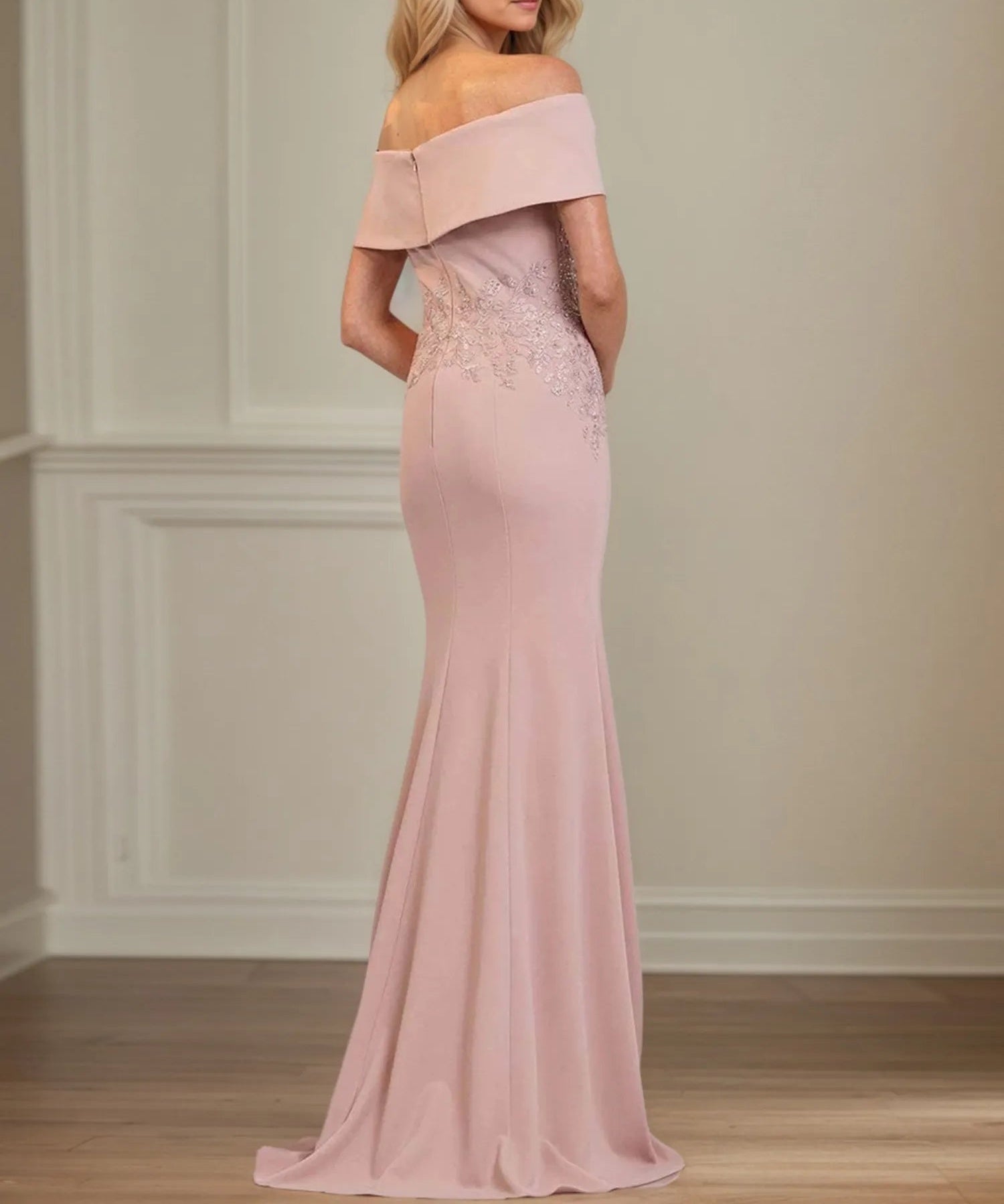 Trumpet/Mermaid Off the Shoulder Floor Length Stretch Crepe Mother Of the Bride Dress