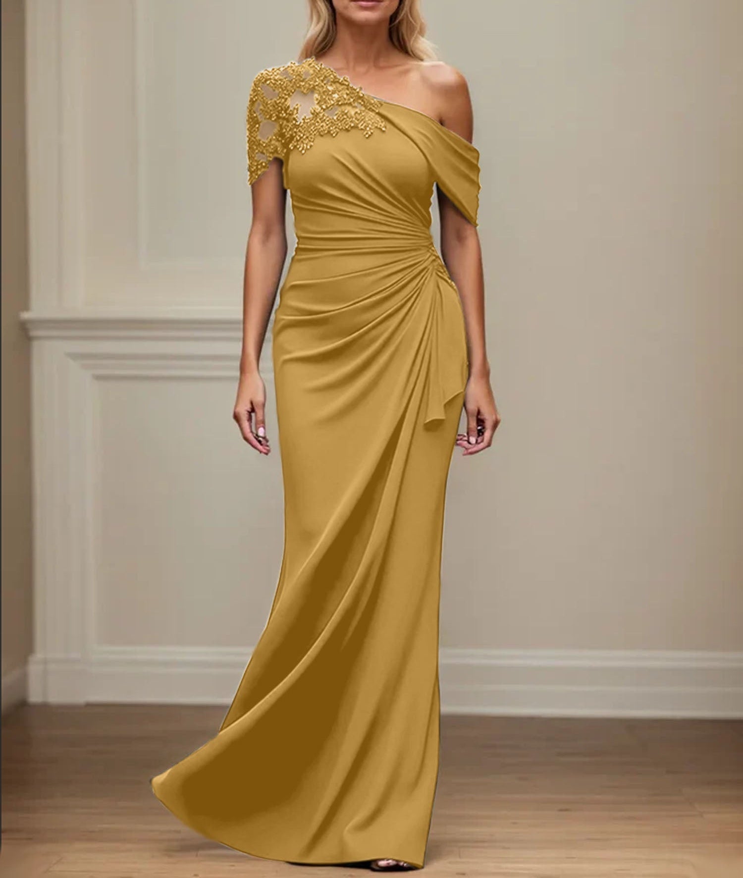 Trumpet/Mermaid Asymmetrical Mother of the Bride Dress with Appliques