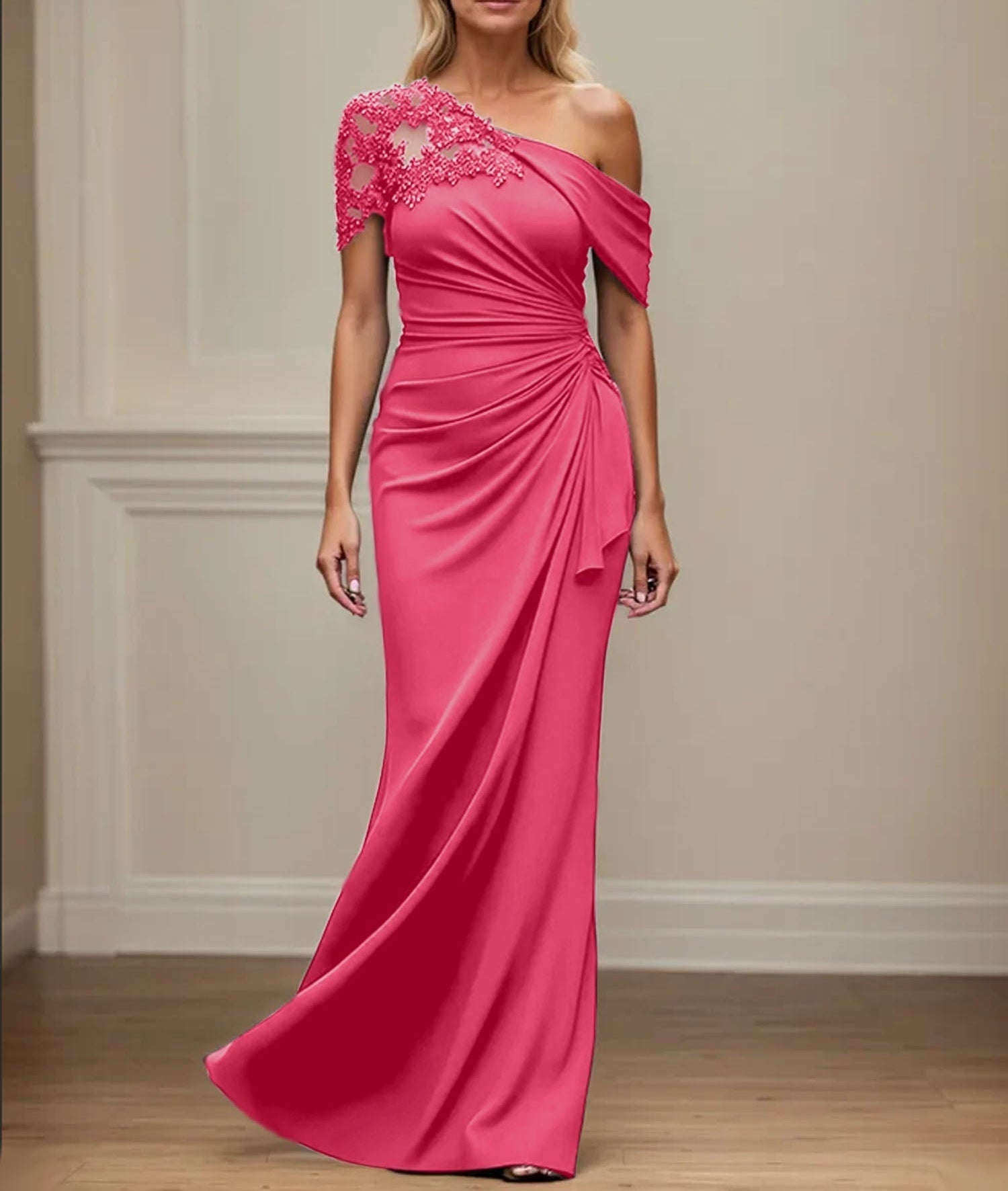 Trumpet/Mermaid Asymmetrical Mother of the Bride Dress with Appliques