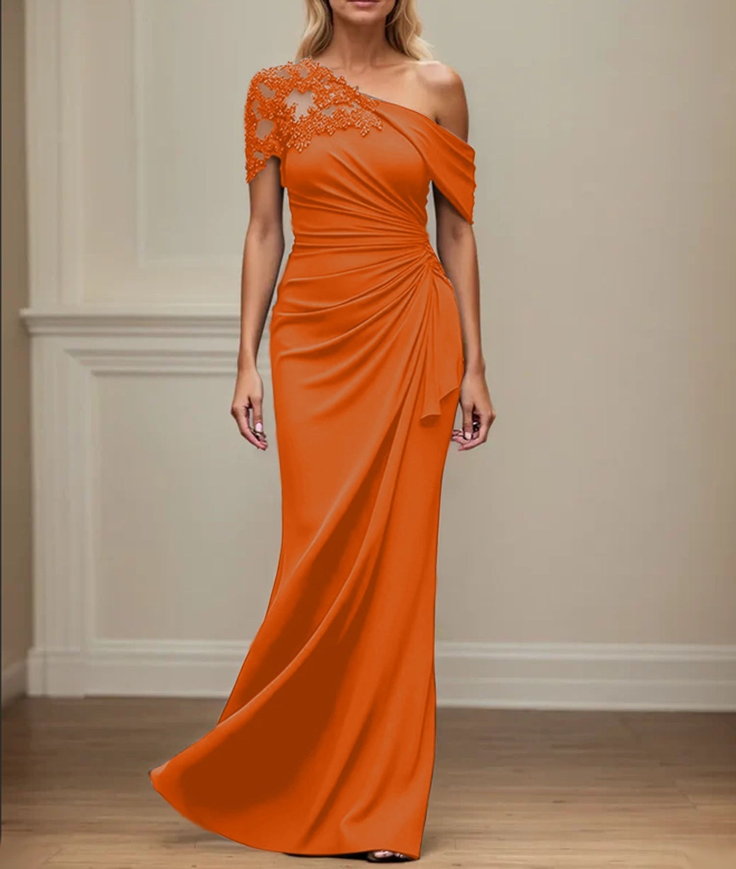 Trumpet/Mermaid Asymmetrical Mother of the Bride Dress with Appliques