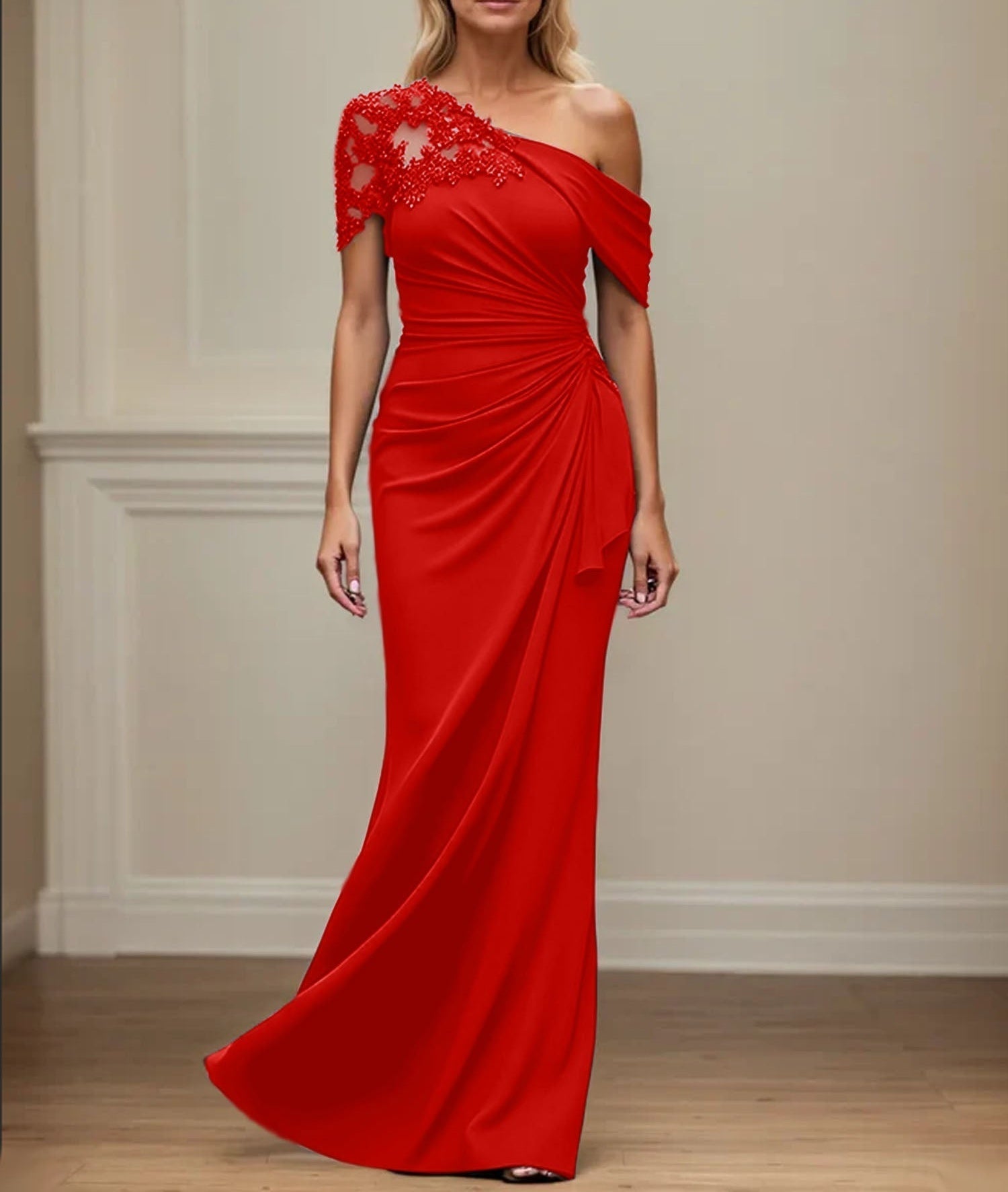 Trumpet/Mermaid Asymmetrical Mother of the Bride Dress with Appliques
