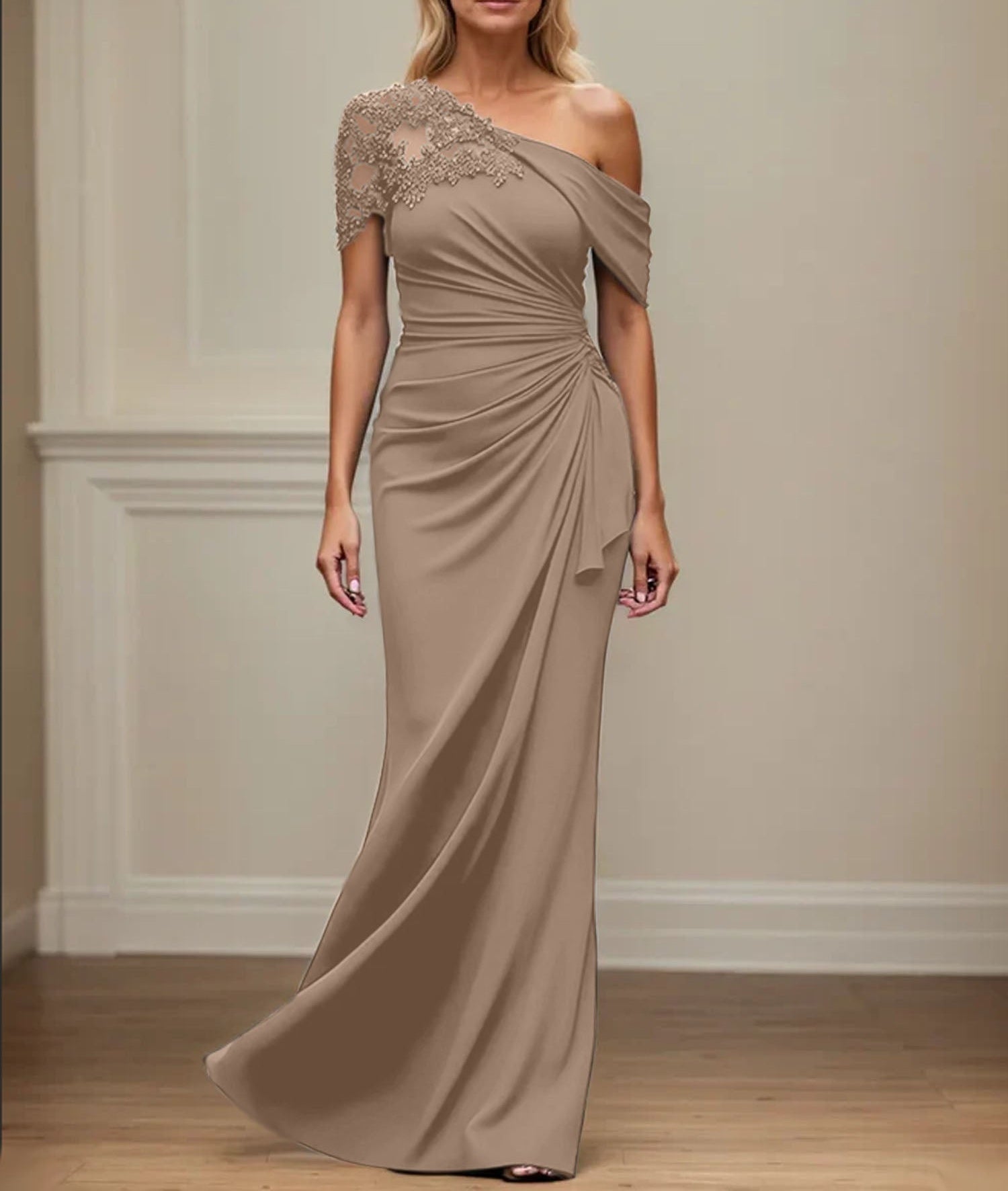 Trumpet/Mermaid Asymmetrical Mother of the Bride Dress with Appliques
