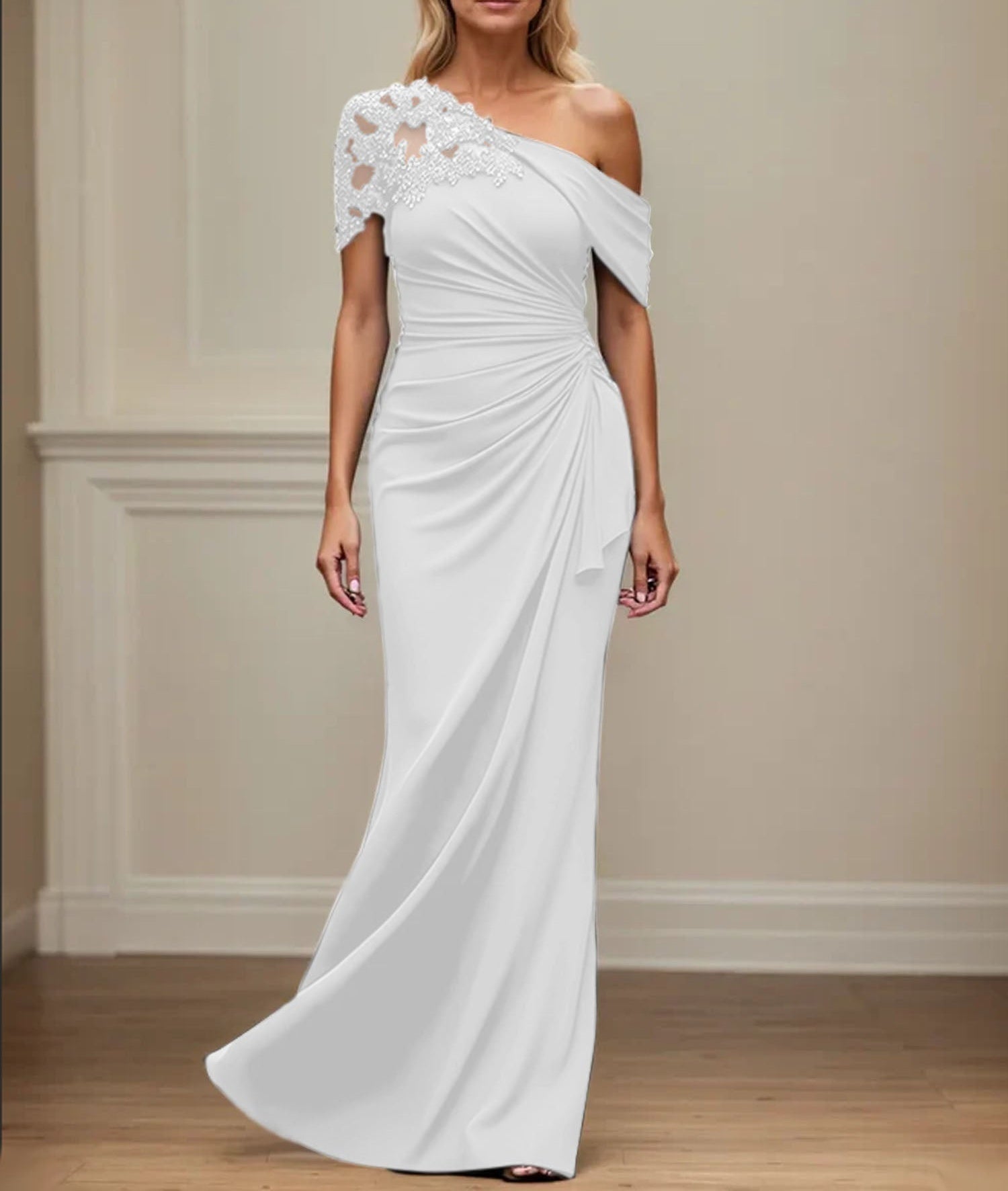 Trumpet/Mermaid Asymmetrical Mother of the Bride Dress with Appliques