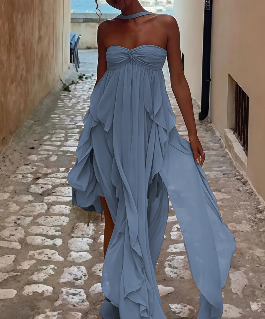 A-Line/Princess Convertible Ruffle Floor-Length Wedding Guest Dresses