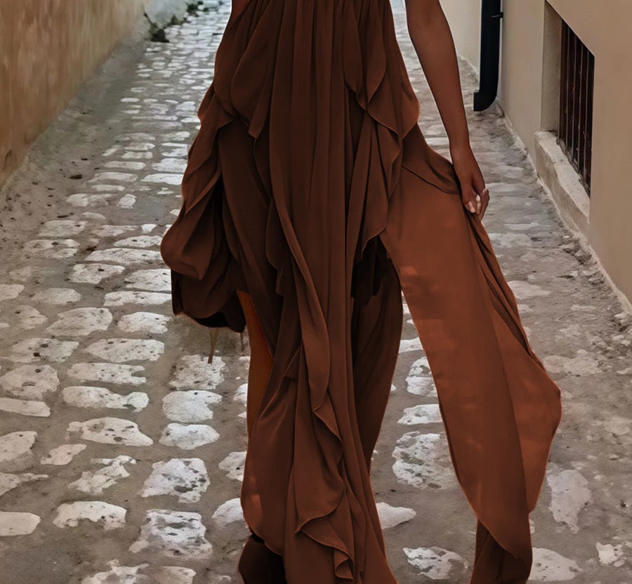 A-Line/Princess Convertible Ruffle Floor-Length Wedding Guest Dresses