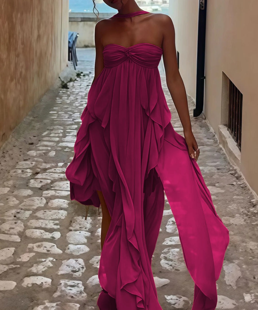 A-Line/Princess Convertible Ruffle Floor-Length Wedding Guest Dresses