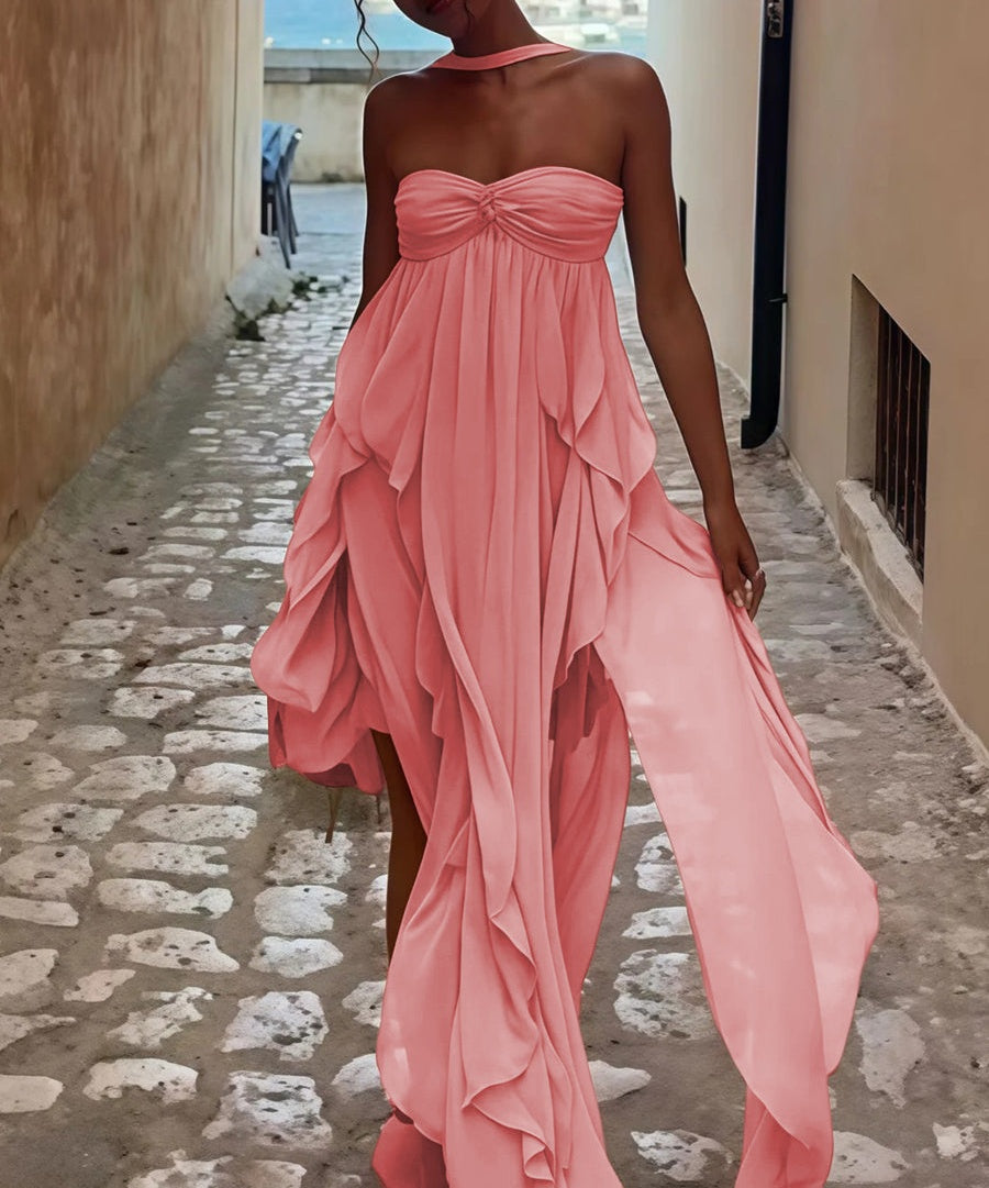 A-Line/Princess Convertible Ruffle Floor-Length Wedding Guest Dresses