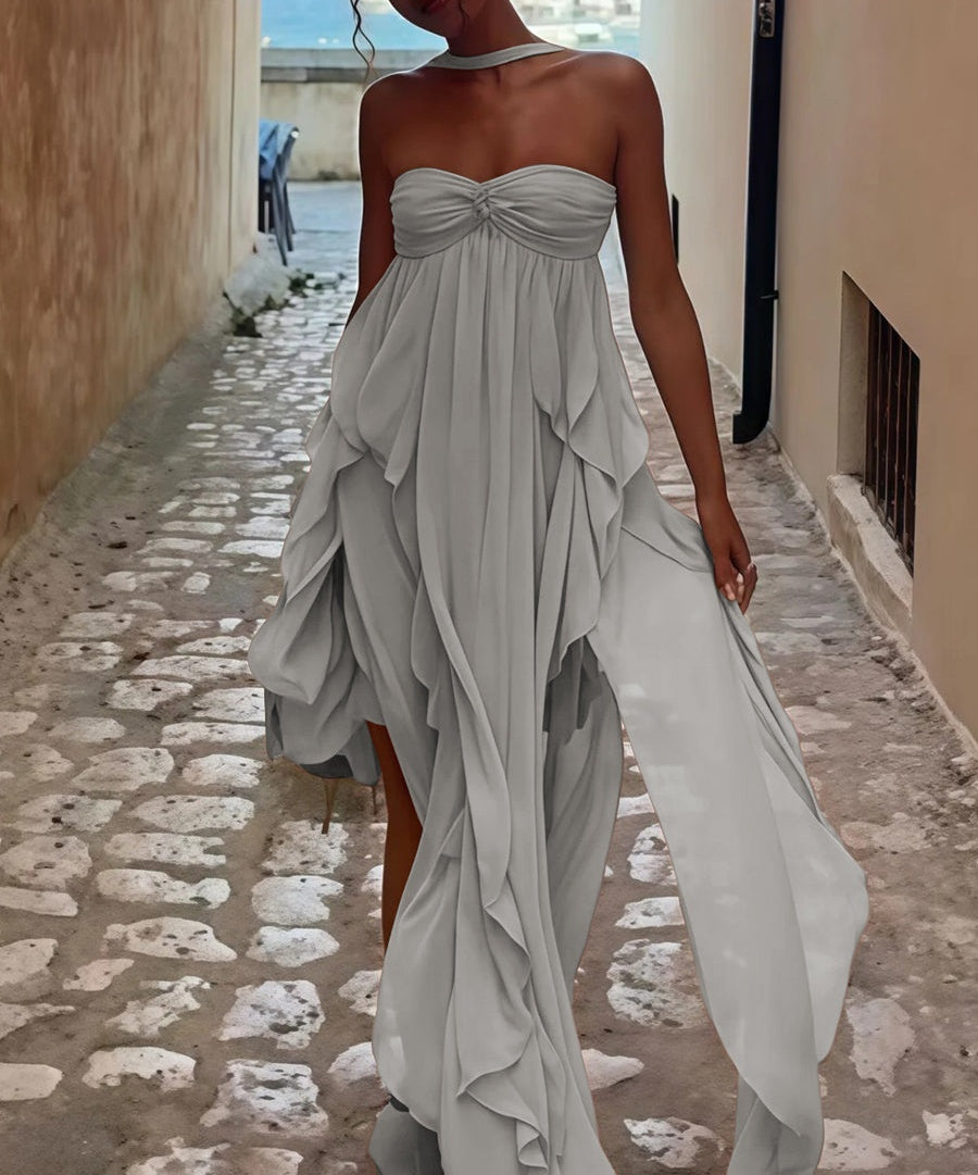 A-Line/Princess Convertible Ruffle Floor-Length Wedding Guest Dresses