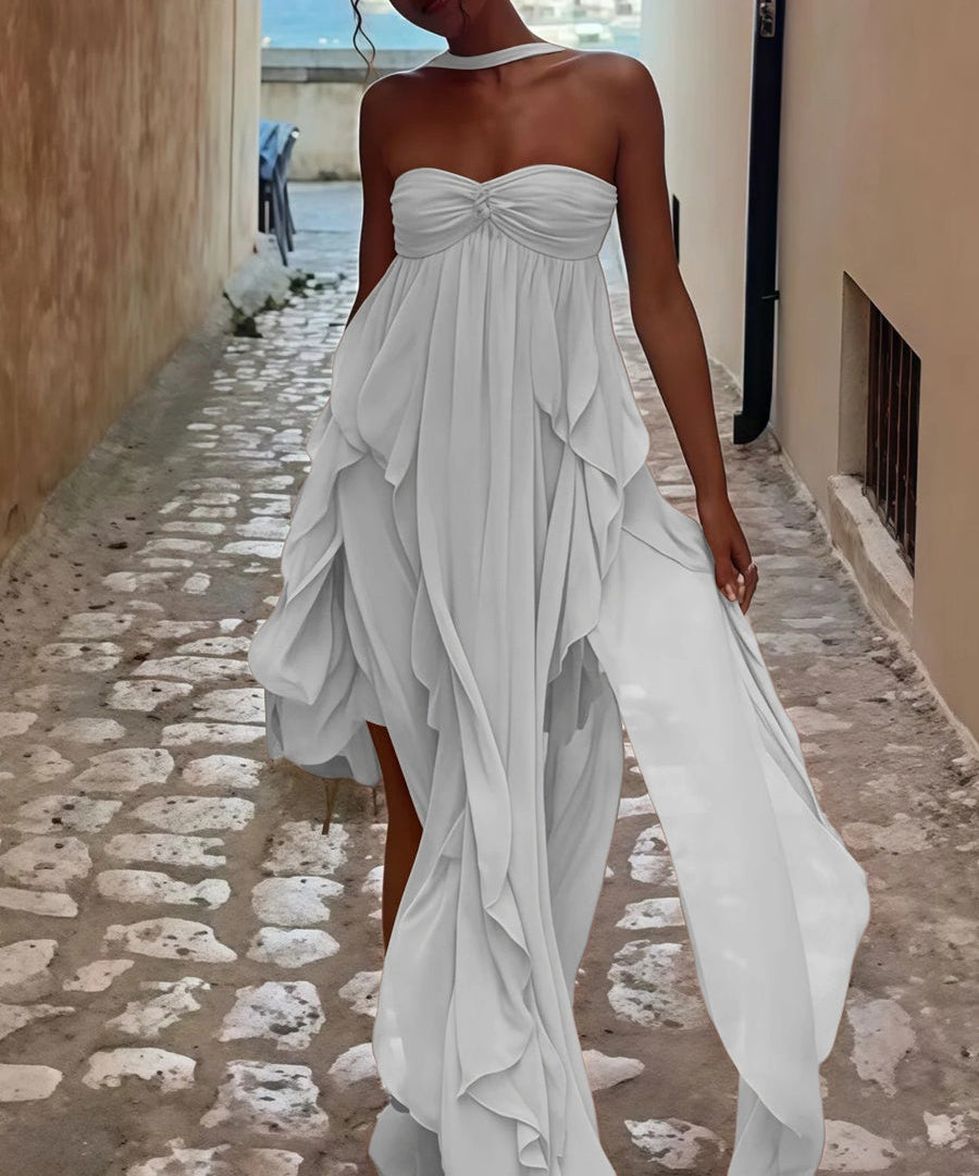 A-Line/Princess Convertible Ruffle Floor-Length Wedding Guest Dresses