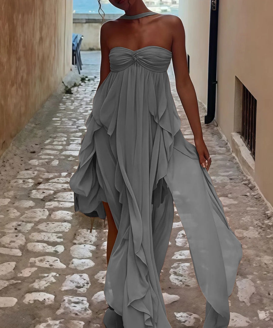 A-Line/Princess Convertible Ruffle Floor-Length Wedding Guest Dresses