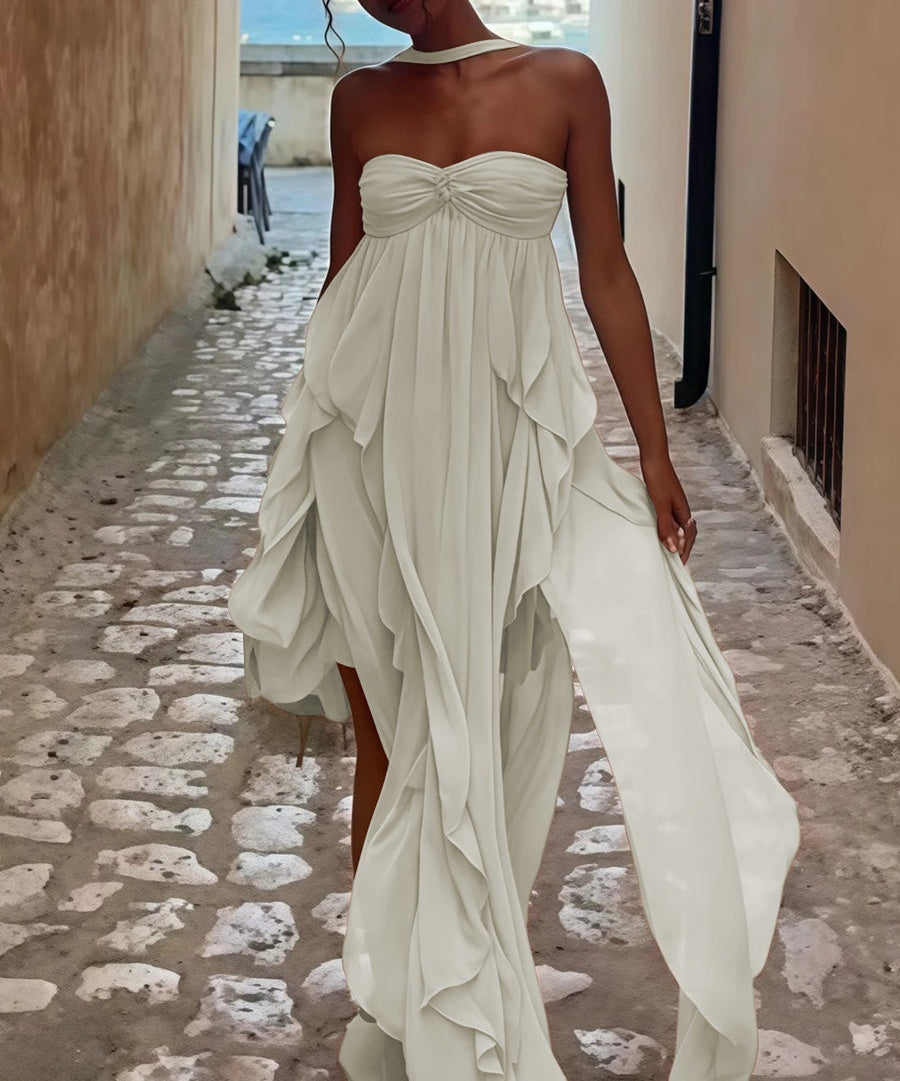 A-Line/Princess Convertible Ruffle Floor-Length Wedding Guest Dresses