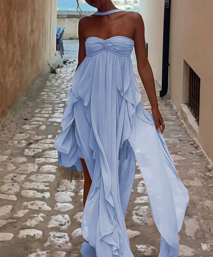 A-Line/Princess Convertible Ruffle Floor-Length Wedding Guest Dresses