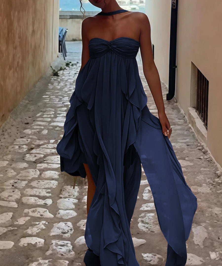 A-Line/Princess Convertible Ruffle Floor-Length Wedding Guest Dresses